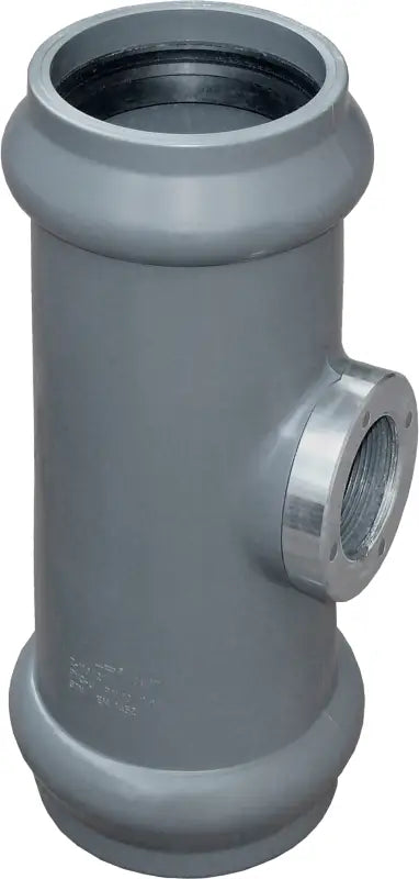 Gray PVC Tee Fitting with Threaded Outlet for Kaczmarek PVC-U Tryckrör