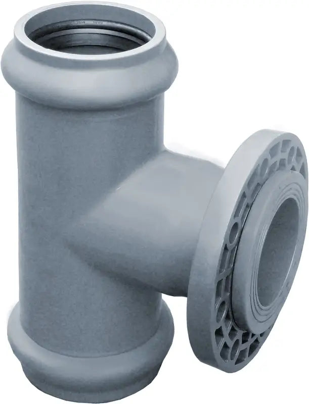 Gray PVC-U T-Fitting with Flanged Connection for Kaczmarek Tryckrör