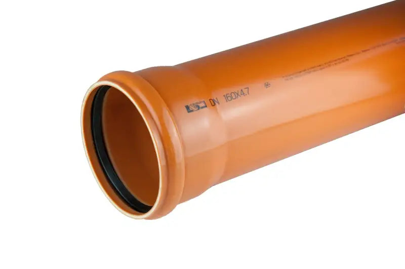 Orange PVC-dräneringsrör med svart gummitätning 3000 mm Markavloppsrör Kaczmarek